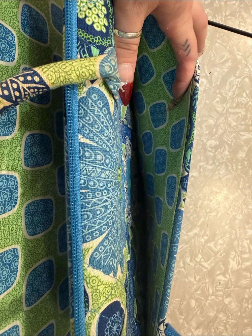 Vera Bradley Blue and Green Floral Quilted Laptop Bag